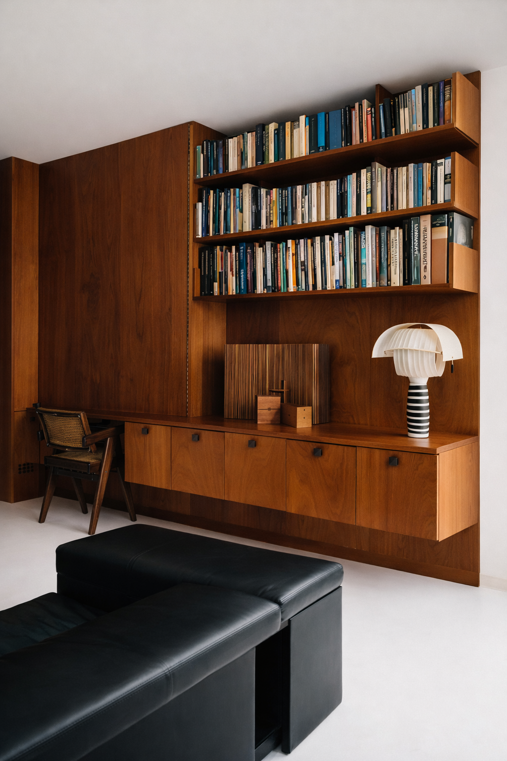 Warm modern wooden interior design